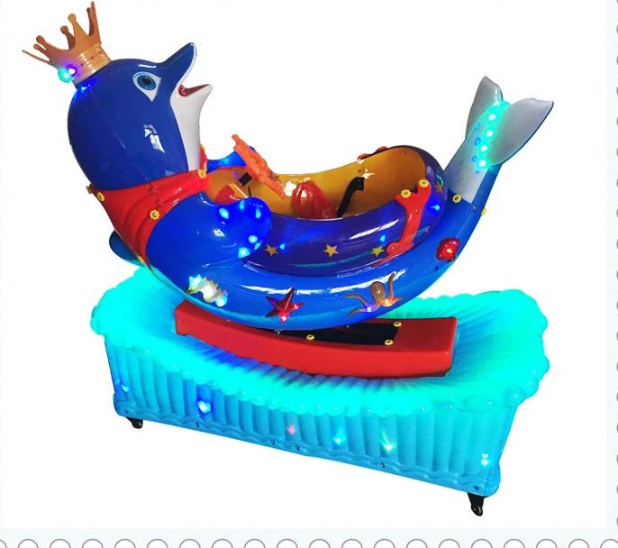 Indoor and outdoor amusement kids games plastic dolphin cradle kiddie ride machine