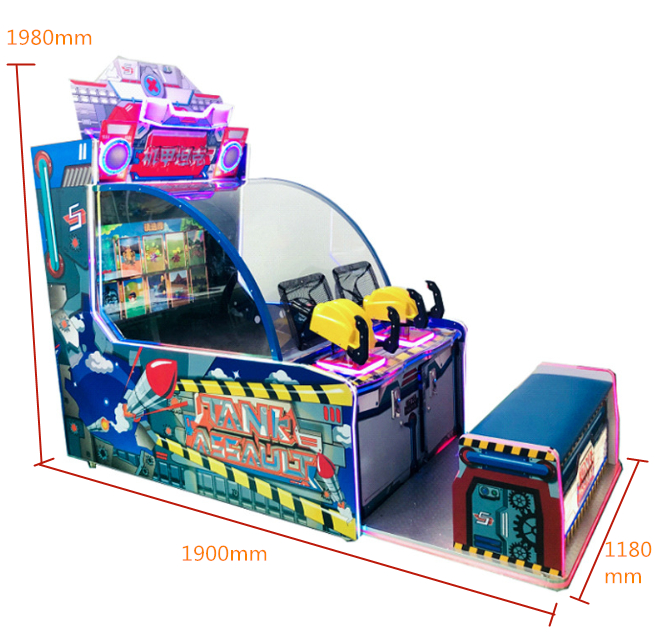 Coin Operated Arcade Tank Assault Childrens Ball Shooting Game Machine