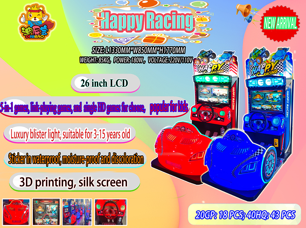 arcade 26 inch LCD Happy Racing game machine for kids