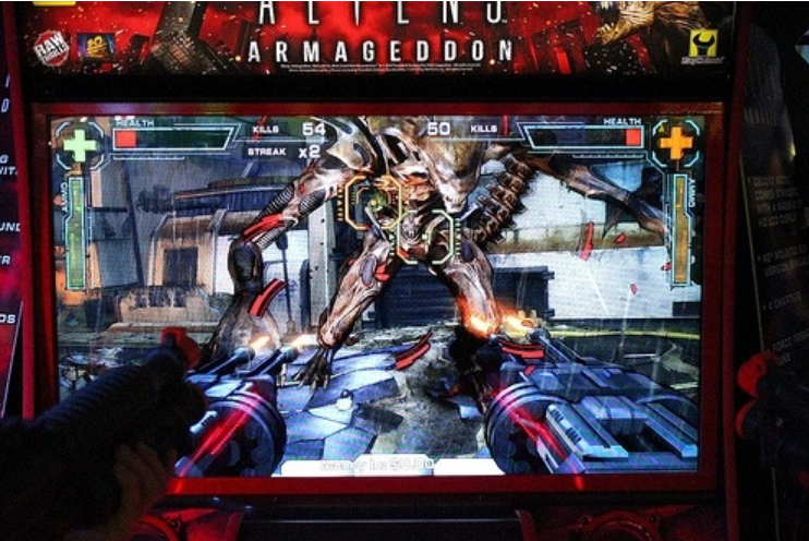Hot sale Indoor 55 LCD Aliens Armageddon Amusement game simulator gun shooting arcade game machine